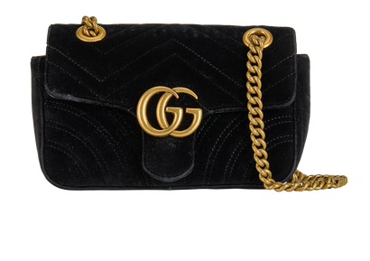 GG Marmont Bag, &pound;595, Handbags, Black, Velvet, Front view